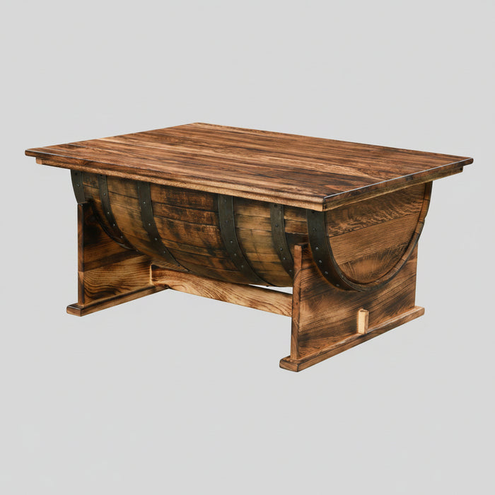 Amish Burnt Whiskey Lift Top Barrel Coffee Table