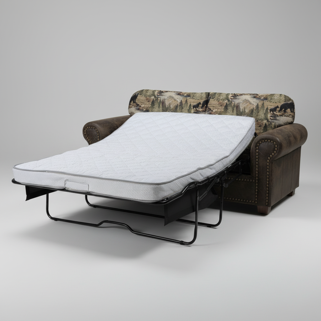 Amish Cabin Themed Sleeper Sofa with Foldout Mattress Log Cabin Sleeper Sofa American Made