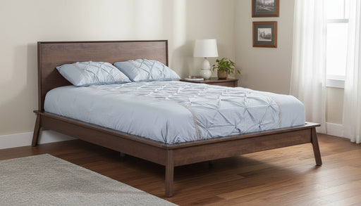 Amish Cambridge Bed with a Framed Headboard shown in Sap Cherry with an OCS-119 Cappuccino Finish