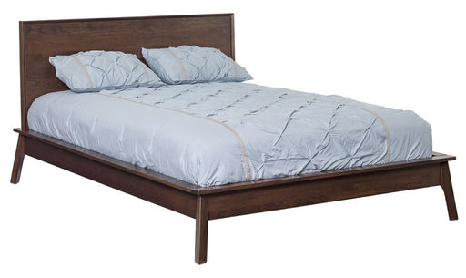 Amish Cambridge Bed with a Framed Headboard shown in Sap Cherry with an OCS-119 Cappuccino Finish