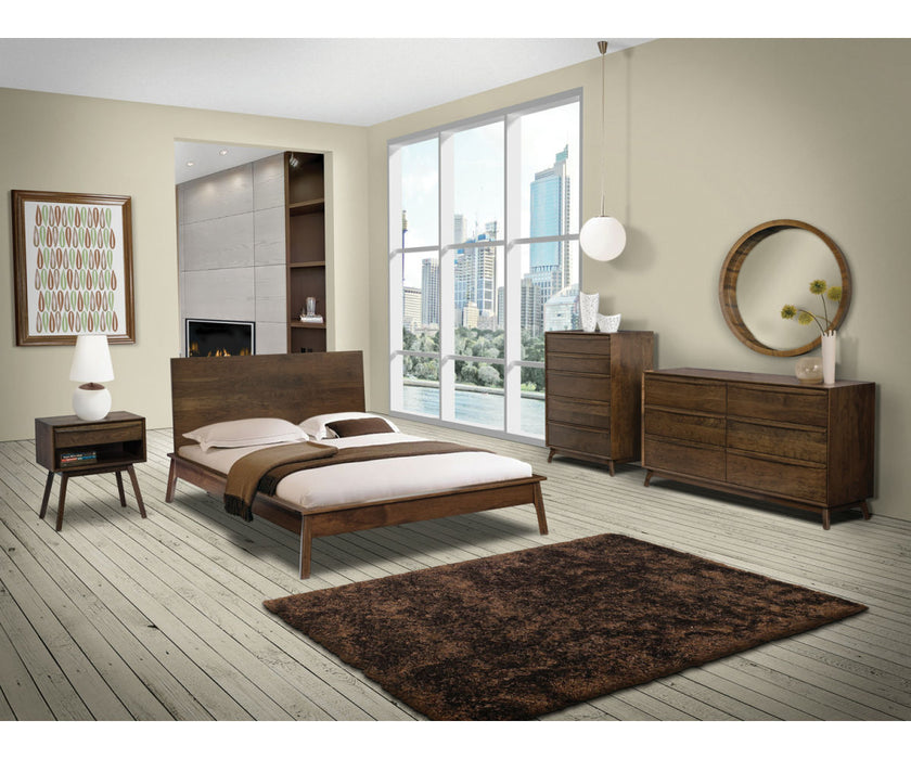 Amish Cambridge Bedroom Set Modern Style With Cappuccino Stain on Sap Cherry Wood 