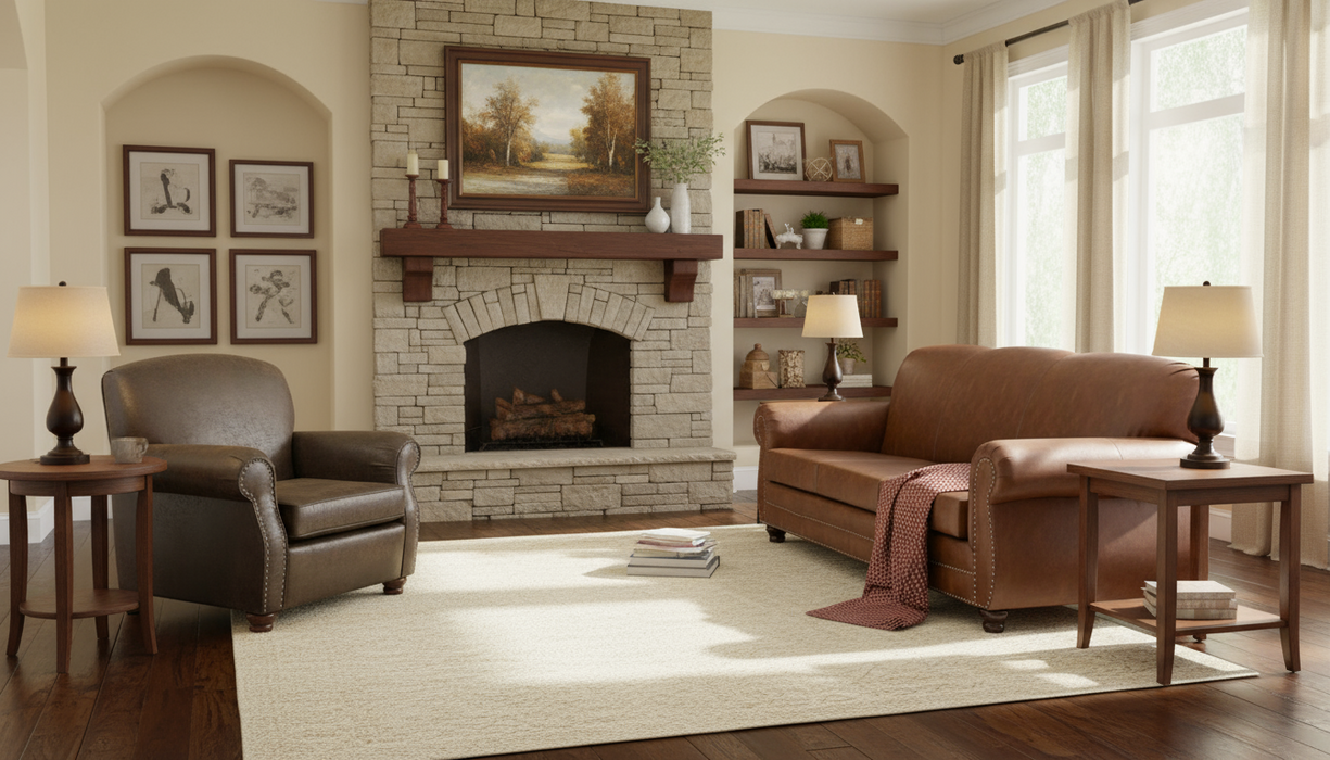 Amish Cambridge Group Photo - Hidden Hollow - Amish Made Fully Upholstered Couches - Nail Trim Sofas