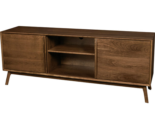 Amish Cambridge TV Stand With 2 Sliding Doors on Sap Cherry With Cappuccino Stain Modern Style