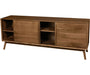 Amish Cambridge TV Stand With 2 Sliding Doors on Sap Cherry With Cappuccino Stain Modern Style (Open)