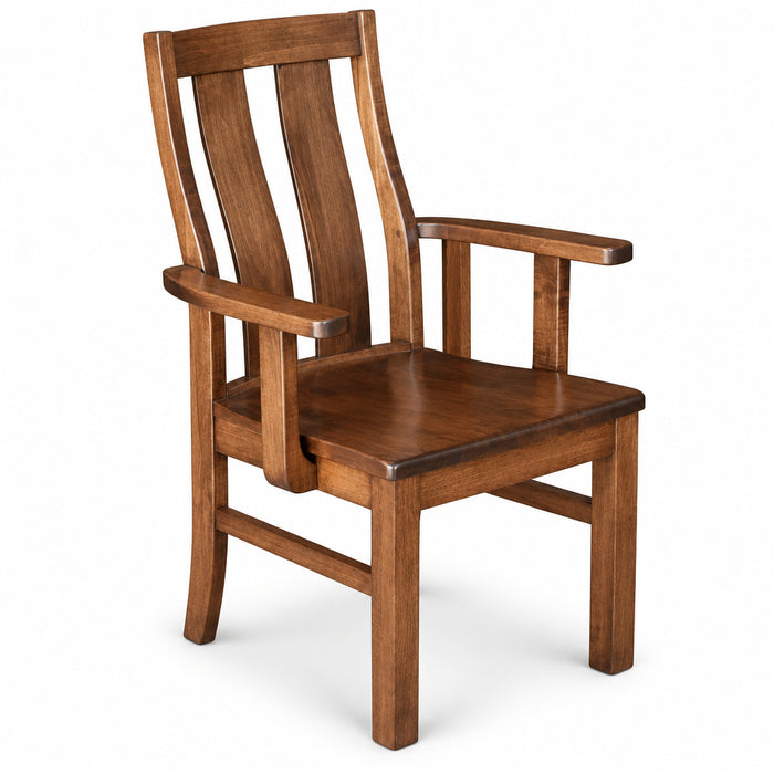 Amish Camdon Dining Chair - Emerson Woodcraft - Contemporary Amish Dining Chair - Solid Brown Maple - Arm Chair