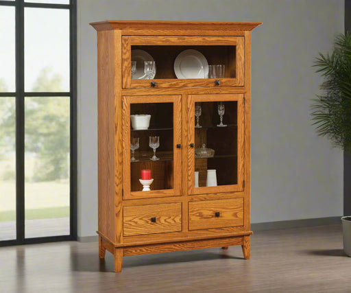 Amish Canterbury Cabinet
 Barrister shelf (Lawyer Bookcase)
(2) Adjustable Glass Shelves 