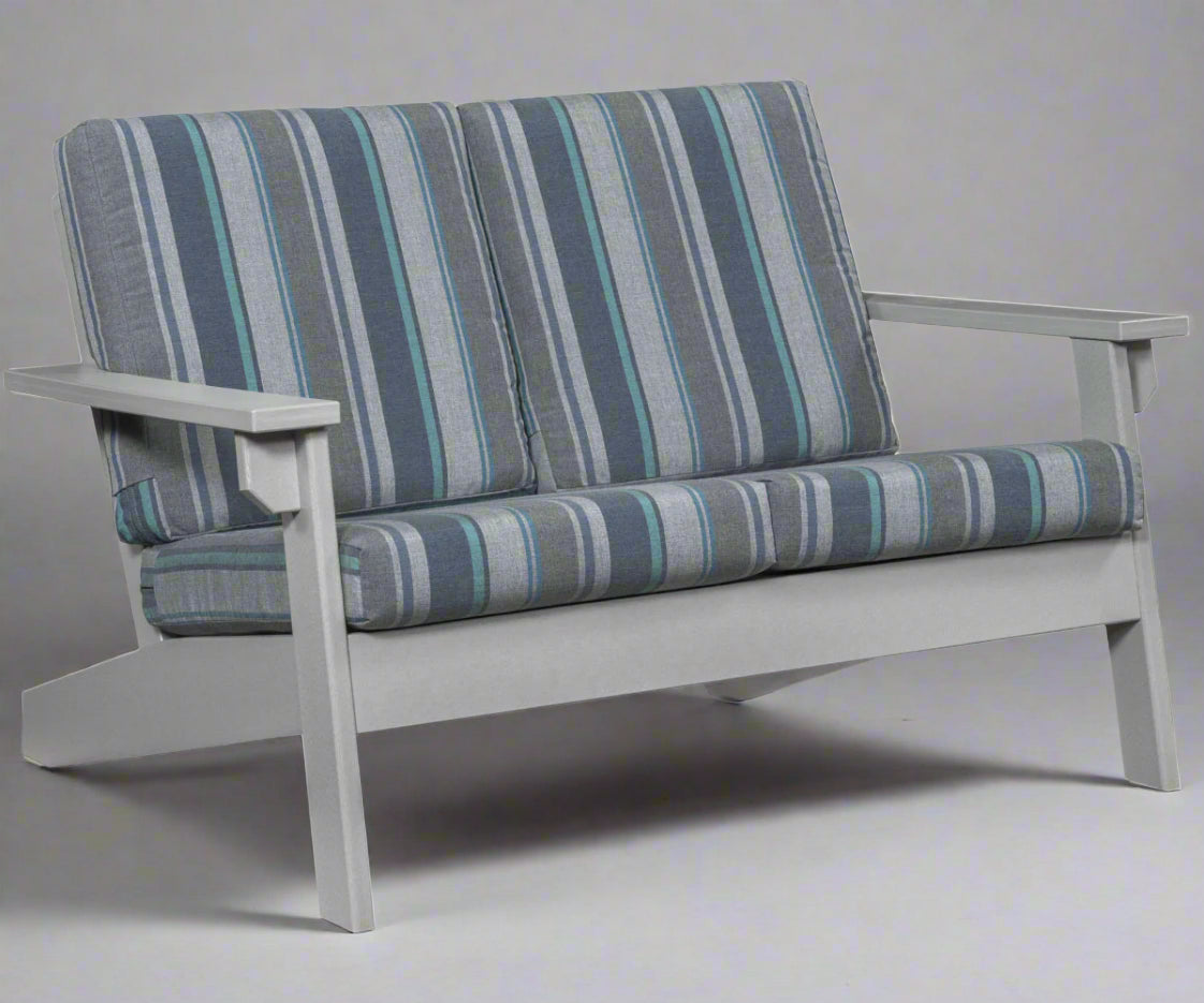 Amish Cape May Adirondack Loveseat - Trusted Coast Sunbrella Fabric - Light Gray Poly - Main Photo