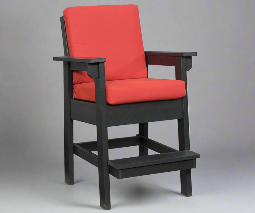 Amish Cape May Balcony Chair - Canvas Logo Red Sunbrella Fabric - Black Poly - Main Photo