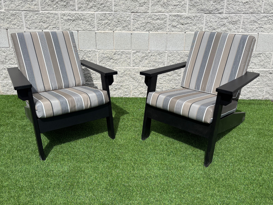 Amish Cape May Cushioned Chair Set - Tangent Poly - Sunbrella Fabric - Black - Milano Char