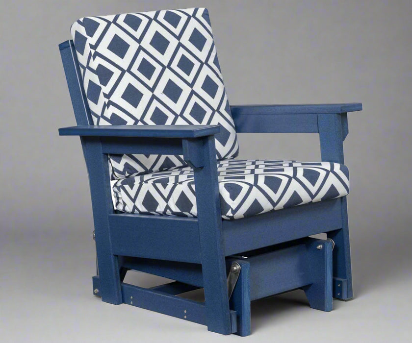 Amish Cape May Glider - Savvy Indigo Sunbrella Fabric - Patriot Blue Poly - Main Photo