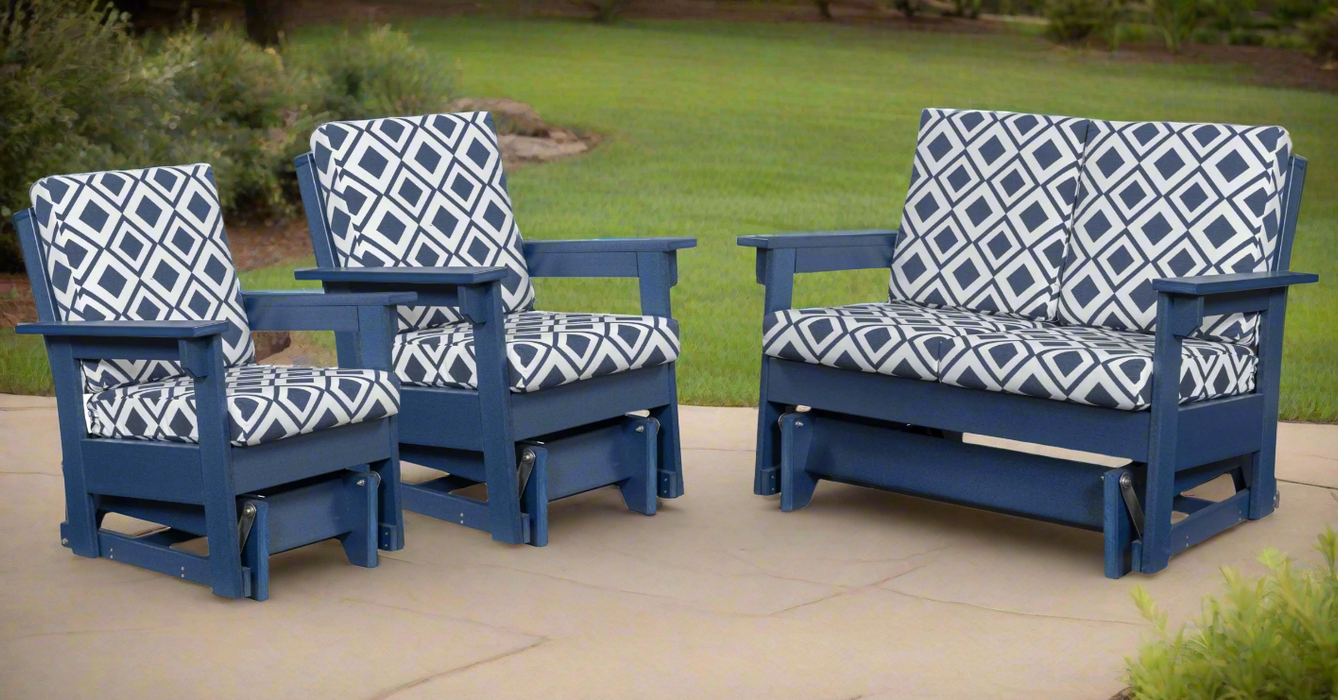 Amish Cape May Glider and Loveseat Glider Set Polywood Sunbrella