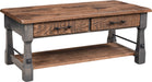 Carla Coffee Table with Metal Accent Bars Rough Sawn Oak Amish Made Front Facing