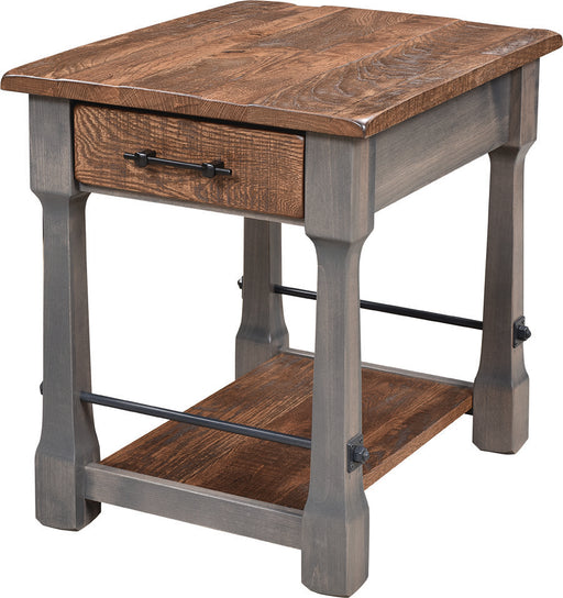 Carla End Table Amish Made Rough Sawn Oak Front Facing