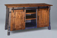 Carla Tv Stand with Sliding Barndoors Amish Made Rough Sawn Oak Front Facing