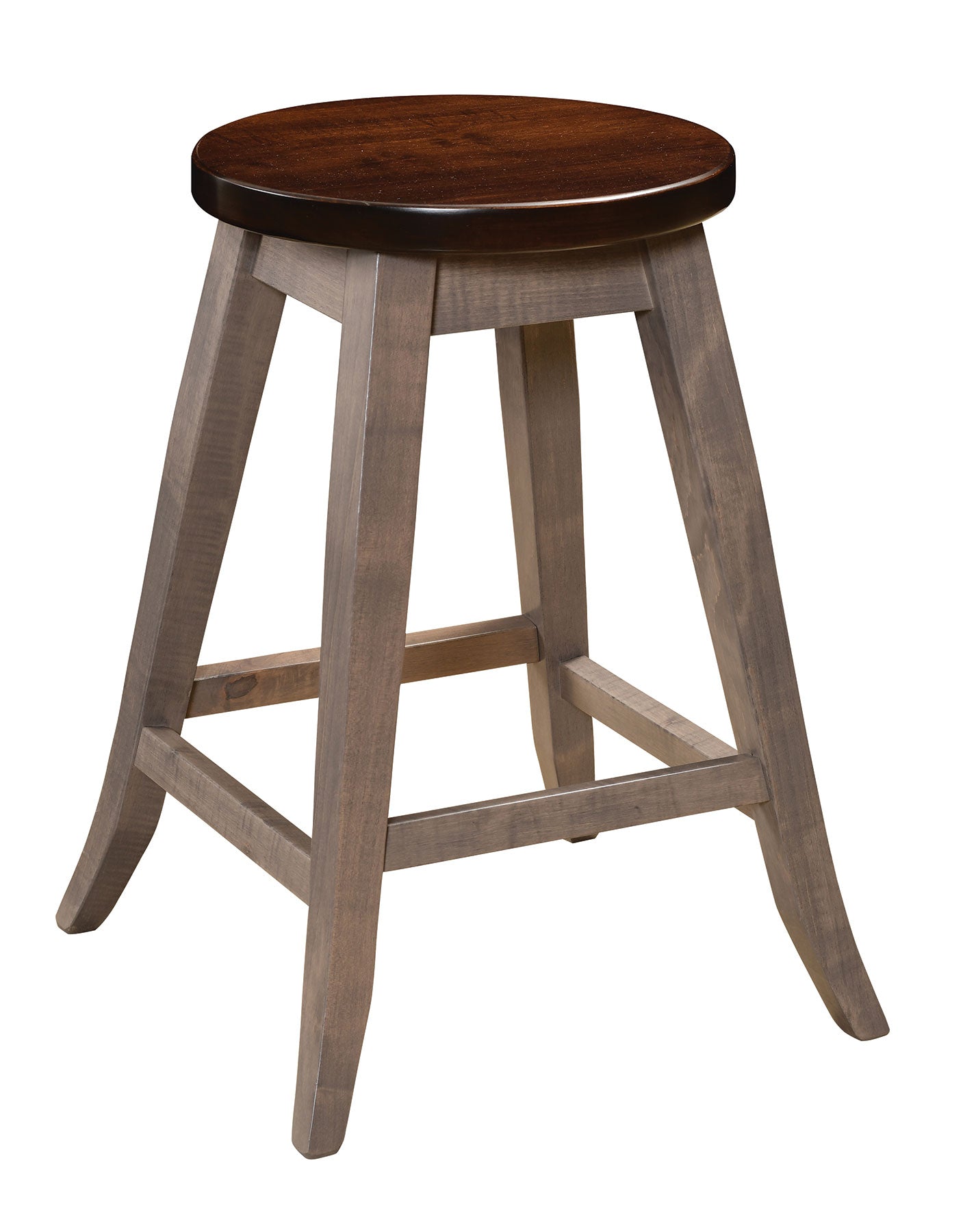 Carlisle Barstool Amish Made 2 Toned Brown Maple Driftwood Front Facing