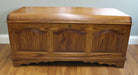 Cathedral Raised Panel Cedar Chest Amish Made Waterfall Top Front Facing