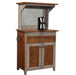 Amish Charleston 2-Tone Coffee Bar - Flaming Birch + Brown Maple Combo -- Coffee Hutch With Outlet and Mug Hangers - K-Cup Holder - Pull-out Surface - Storage Underneath - Solid Wood - Blank Photo