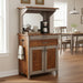 Amish Charleston 2-Tone Coffee Bar - Flaming Birch + Brown Maple Combo -- Coffee Hutch With Outlet and Mug Hangers - K-Cup Holder - Pull-out Surface - Storage Underneath - Solid Wood - In-Home