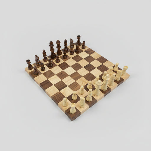 Amish Chess Board with Chess Game Pieces Solid Wood American Made Chess Set