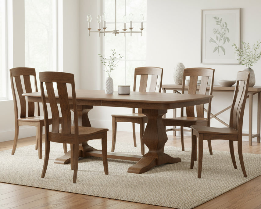 Amish Cheyenne Dining Set - Ashley Dining Table - Sap Cherry - FC-42000 Almond
