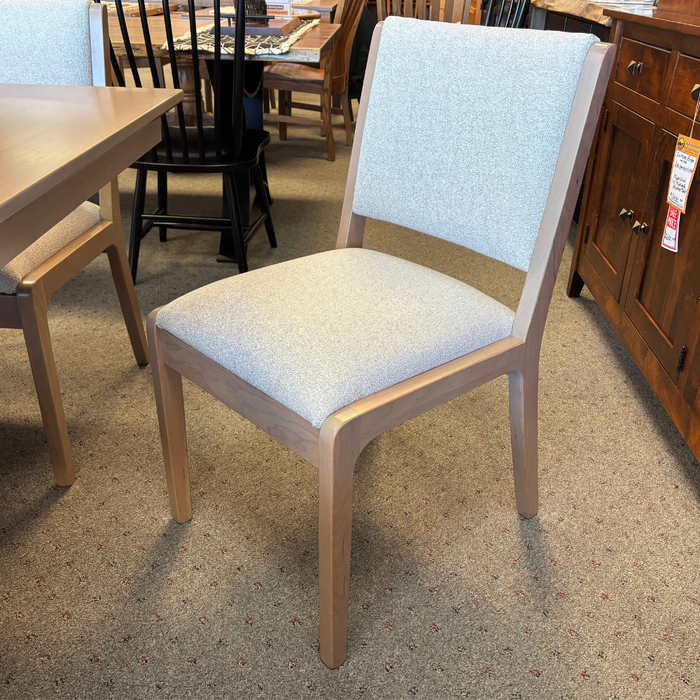 Amish Clark Double Pedestal Dining Table - Coleman Fabric Dining Chairs - Wengerd Wood - 42" x 72" Table With 2 12" Leaves - Solid Cherry Wood Table and Chairs 4