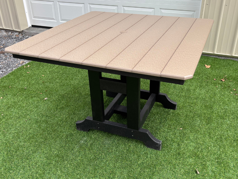 Amish Classic 44" Square Dining Table - Tangent Poly - Weatherwood on Black