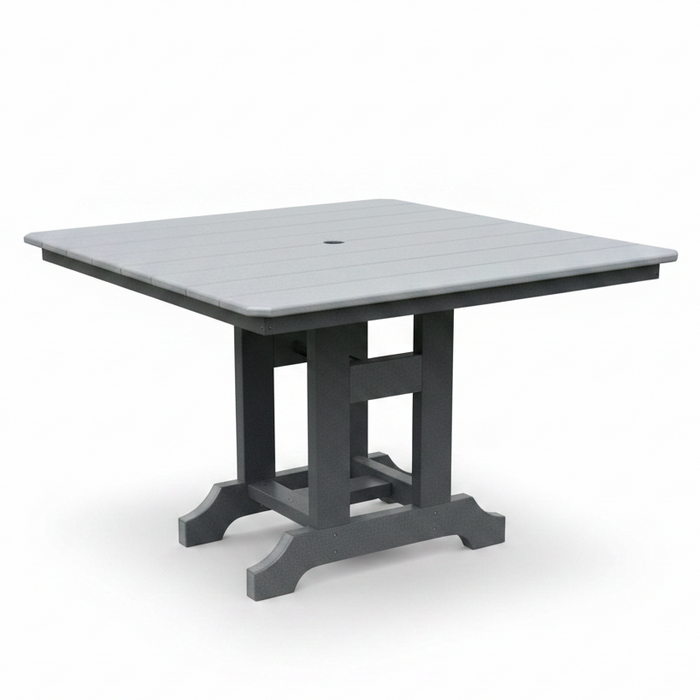 Amish Classic 44" Square Poly Dining Table - Amish Made Poly Dining Table - Light Gray on Dark Gray - Tangent Poly