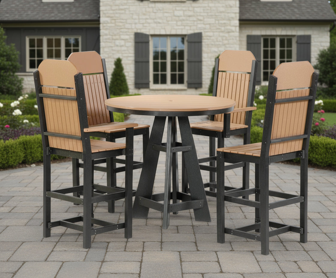 Amish Classic Mission 42" Round Bar Height with Bar Height Mission Chairs Rabers Poly Furniture