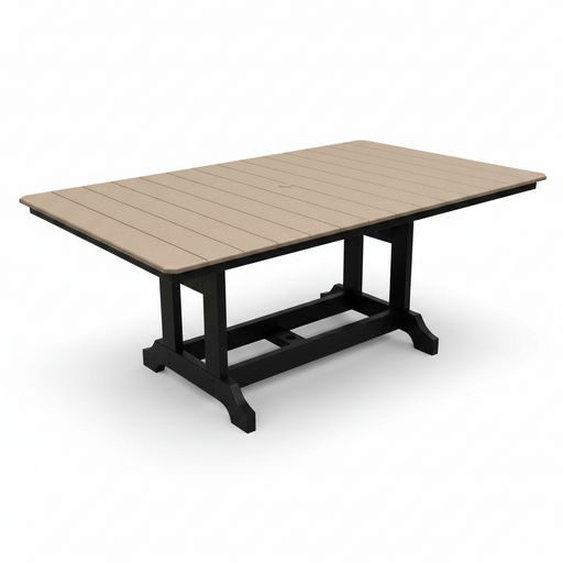 Amish Classic Poly 44" x 72" Dining Table - Tangent Poly - Weatherwood on Black