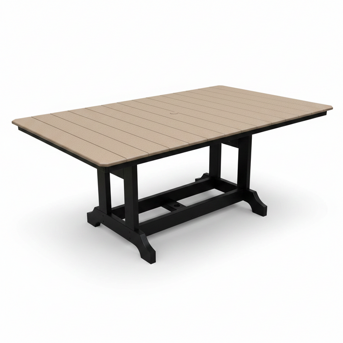 Amish Classic Poly 44" x 72" Dining Table - Tangent Poly - Weatherwood on Black