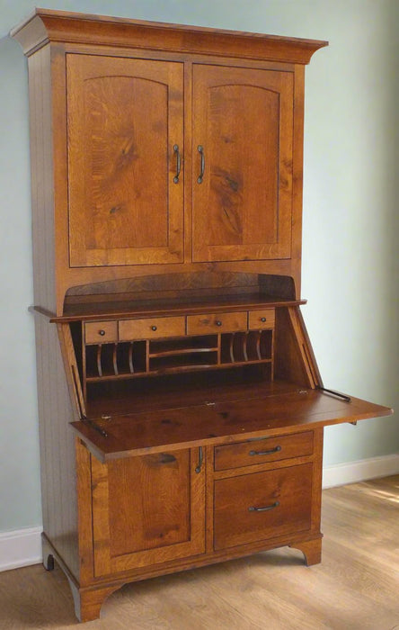 Amish Heritage Secretary Desk Optional Open Hutch Top Secretary Desks Farmhouse Mission