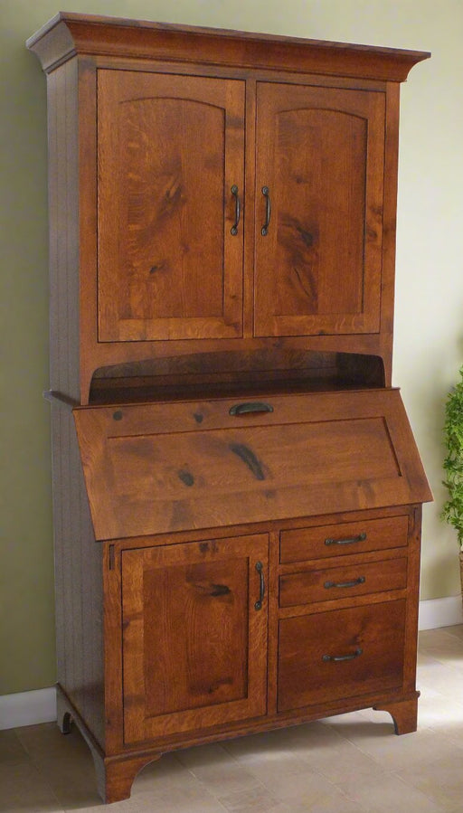 Amish Heritage Secretary Desk Optional Open Hutch Top Secretary Desks Farmhouse Mission