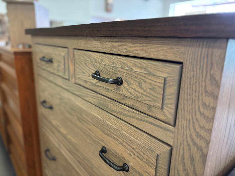 Amish Cleveland 5-Pc. Bedroom Suite - Solid Oak Bedroom Suite - Rough Sawn Tops - 5-Pc. Set - Drawer Front Detail
