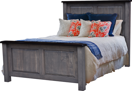 Amish Cleveland Bed - 2-Tone - Solid Maple - Grey Stain