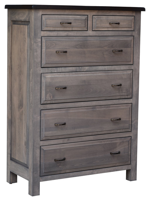 Amish Cleveland Chest of Drawers - Solid Maple - 2-Tone - Gray Stain