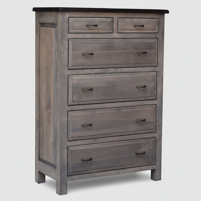 Amish Cleveland Chest of Drawers - Solid Maple - 2-Tone - Gray Stain