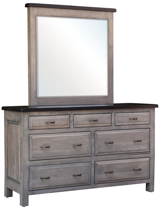 Amish Cleveland Low Dresser - 2-Tone - Solid Maple - Grey Stain