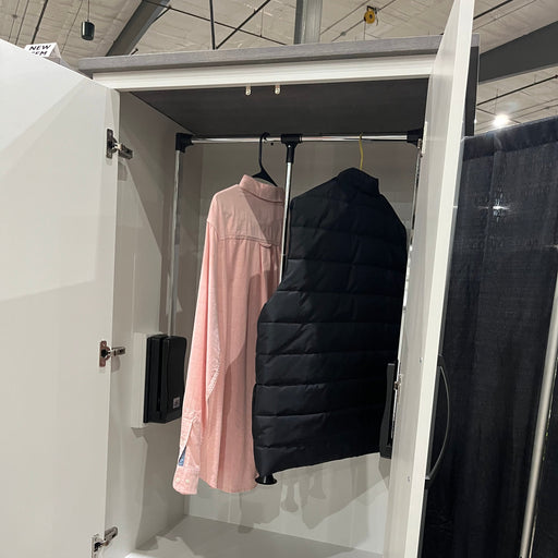 Amish Closet with Rev-A-Shelf Pull Down Closet Rod Wire Shoe Racks Storage Drawers