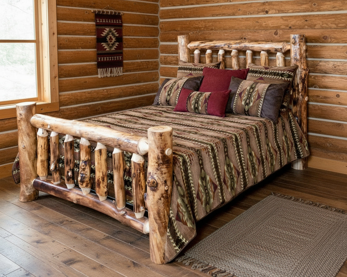 Amish Classic Aspen Log Spindle Bed — Our Family Craft Shop