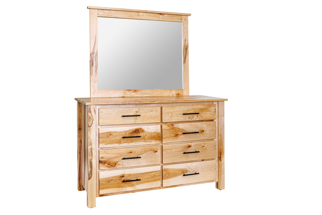 Amish Colton Dresser & Mirror - Rustic Brown Maple Natural - Amish Rustic Dresser