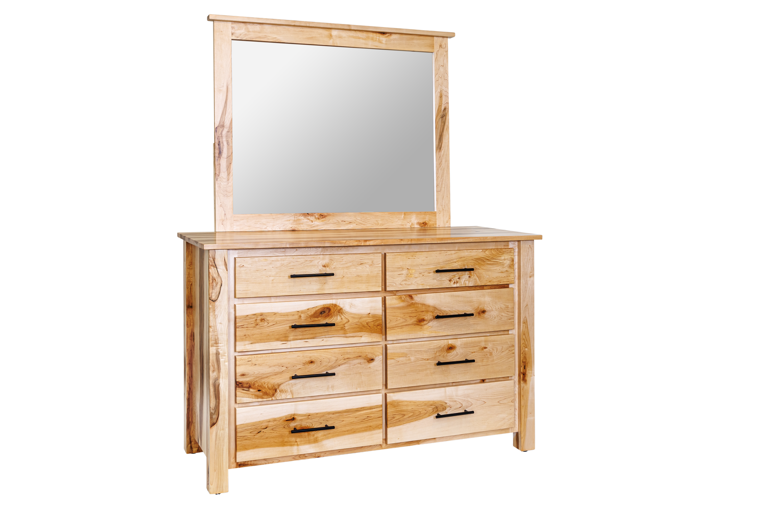 Amish Colton Dresser & Mirror - Rustic Brown Maple Natural - Amish Rustic Dresser