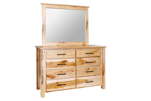Amish Colton Dresser & Mirror - Rustic Brown Maple Natural - Amish Rustic Dresser