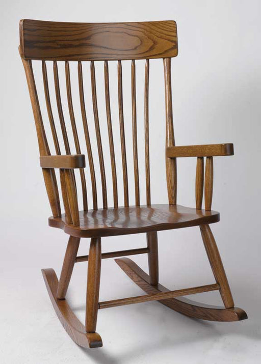 Amish Comb Back Rocking Chair - Country Style Rocking Chair Solid Oak Wood