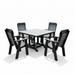 Amish Comfort Back 44" Square Dining Set - Dark Gray on Black - In-Stock