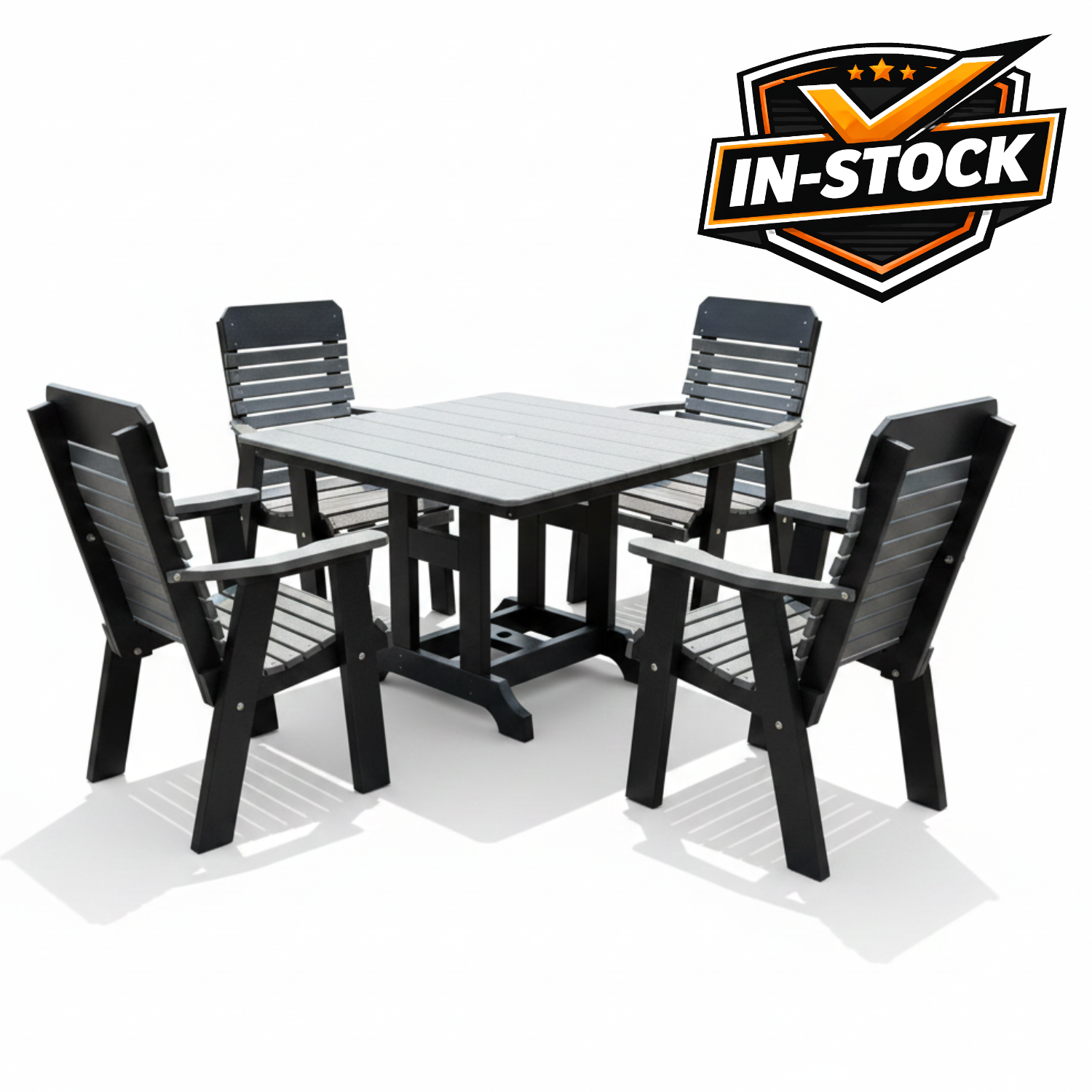 Amish Comfort Back 44" Square Dining Set - Light Gray on Dark Gray - In-Stock - 3
