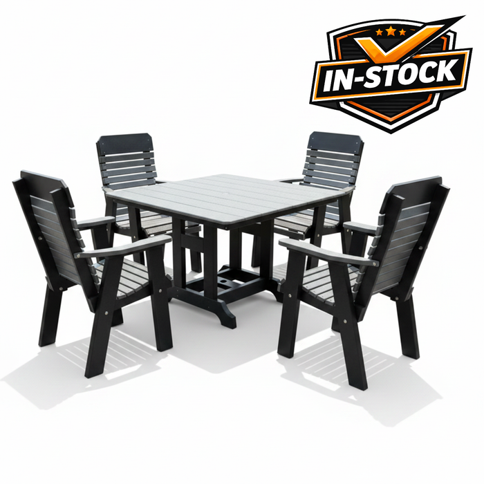 Amish Comfort Back 44" Square Dining Set - Light Gray on Dark Gray - In-Stock - 3