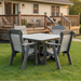 Amish Comfort Back 44" Square Dining Set - Light Gray on Dark Gray - Set photo