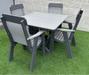 Amish Comfort Back 44" Square Dining Set - Tangent Poly - Light Gray on Dark Gray 2
