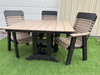Amish Comfort Back 44" Square Dining Set - Tangent Poly - Weatherwood on Black