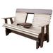 Amish Comfort Back 5' Glider - HDPE Poly Amish Bench Glider - tangent Poly - In-Stock - Weatherwood on Brown